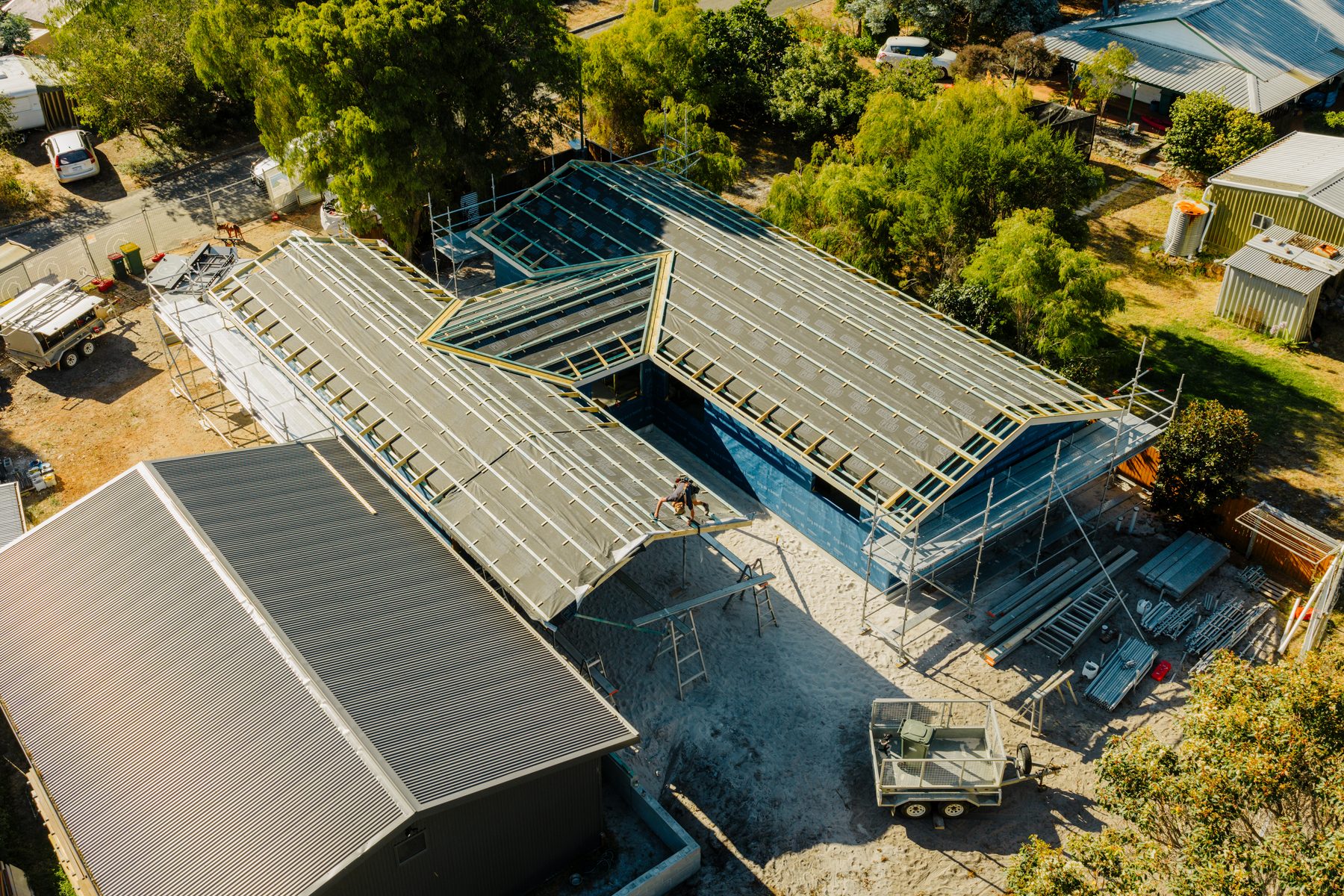 Aerial view of a JP home under construction